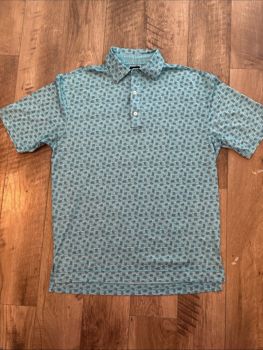 FootJoy Performance Golf Polo Shirt Mint Light Blue Print Men's Size M
